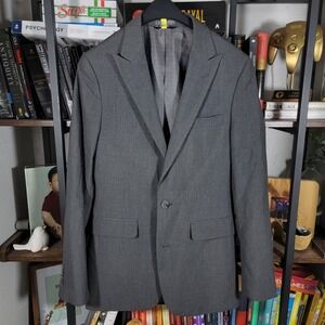 Beverly Hills Polo Club Men's Sport Coat Blazer Two Button Gray Striped Peak 36R